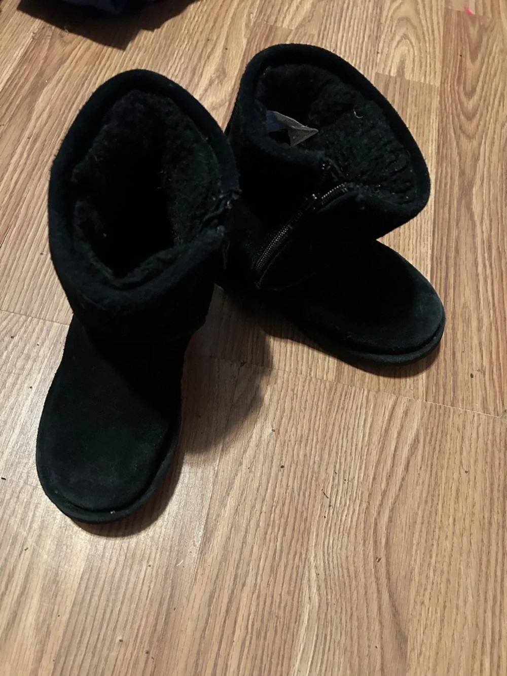 BearPaw Black Suede Mid-Calf Shearling Boots